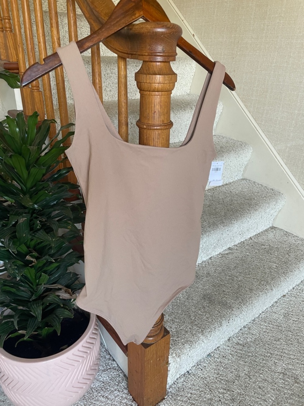 Abercrombie & Fitch Scoop Square Neck Bodysuit - Taupe NWT